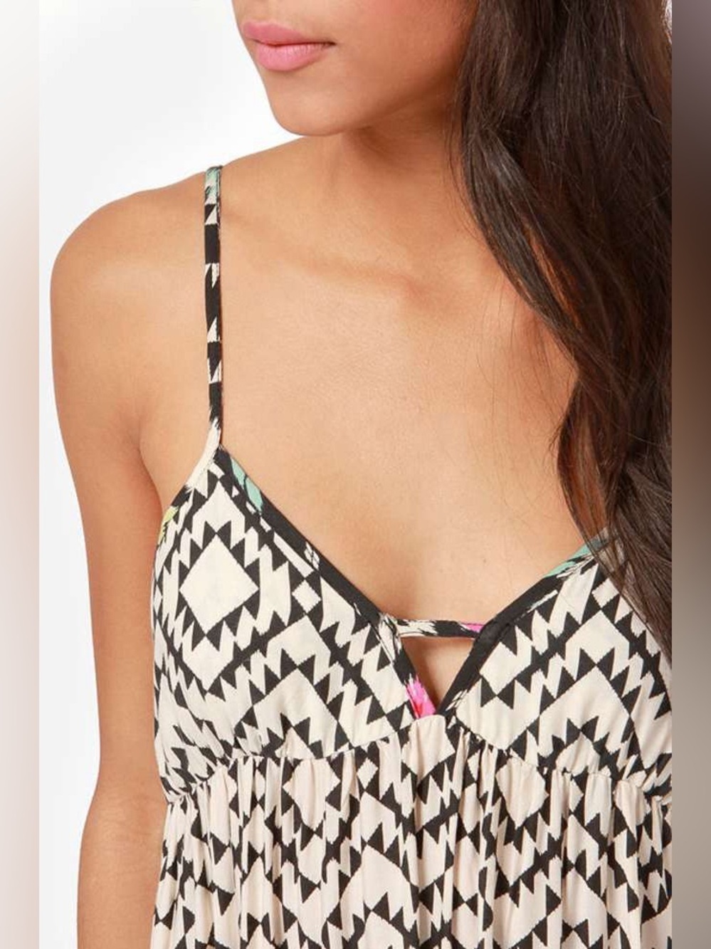 Billabong Brighter Than Black and Beige Print Maxi Dress NWT - Picture 6 of 9